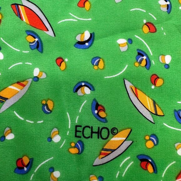Vintage Echo Green Scarf Flying Saucers Hand Rolled Edge Retro Retro Fashion - Picture 4 of 10